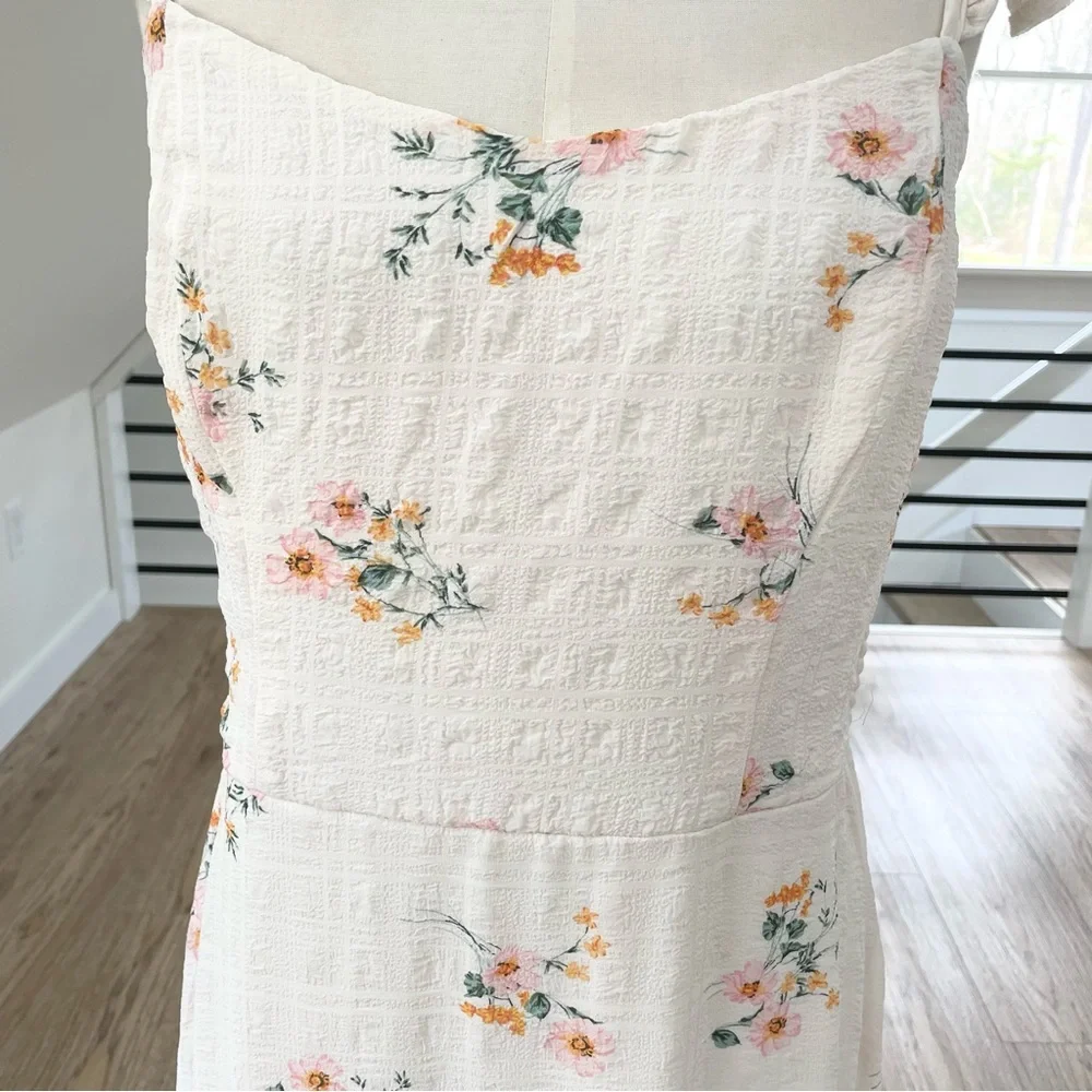 NWT XXL Lily Rose floral and cream, ivory, pink textured, midi dress - Picture 3 of 8